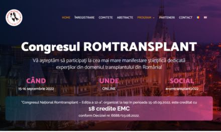 Congresul ROMTRANSPLANT, ediția a XII-a: 15-16 septembrie 2022, la Iași, în format online